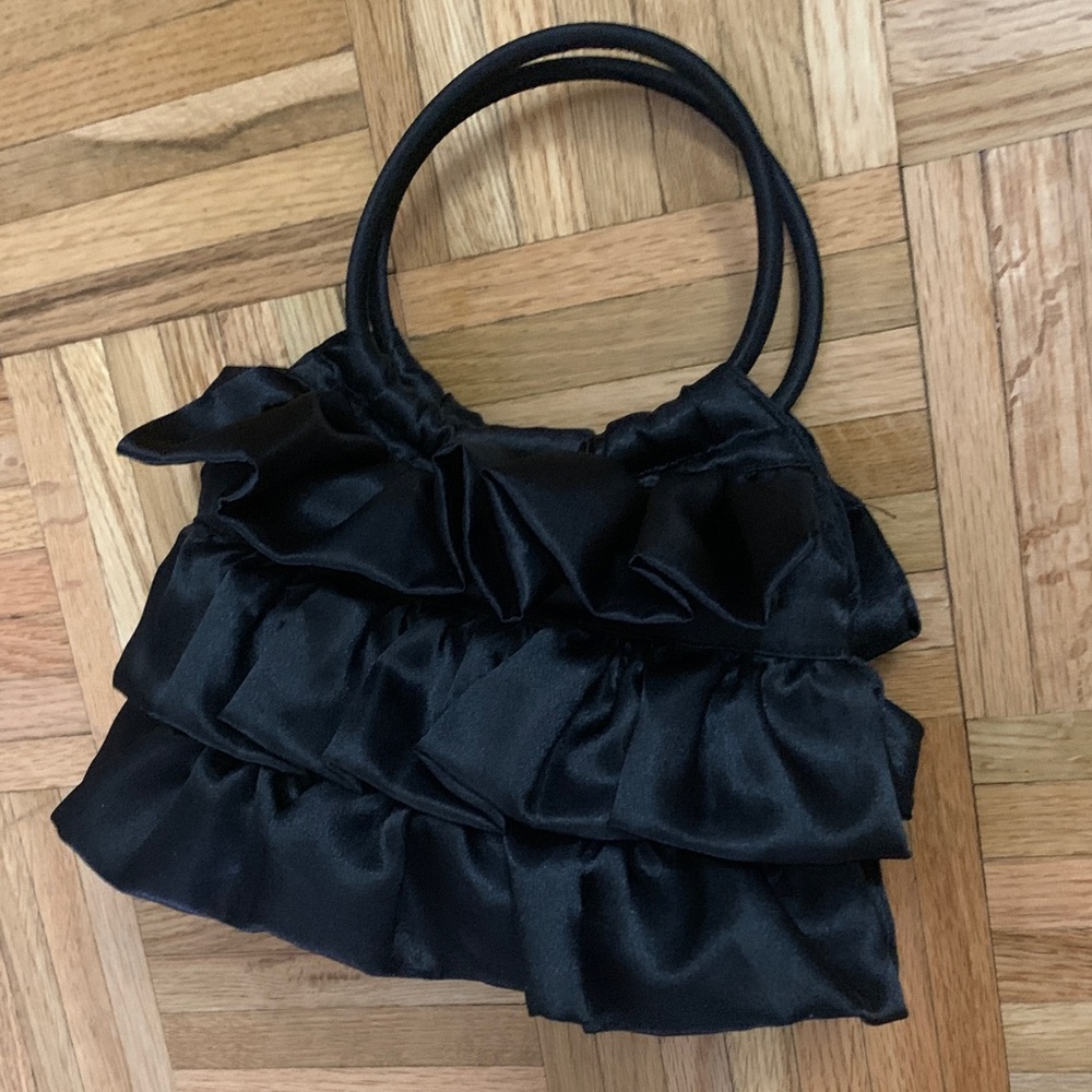 Small Black Evening Purse w/ Tiered Ruffles NWOT